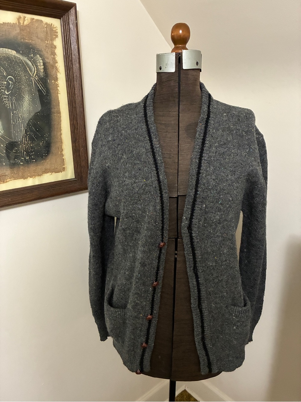 Vintage Oakton Multi Color Heather Charcoal Cardigan